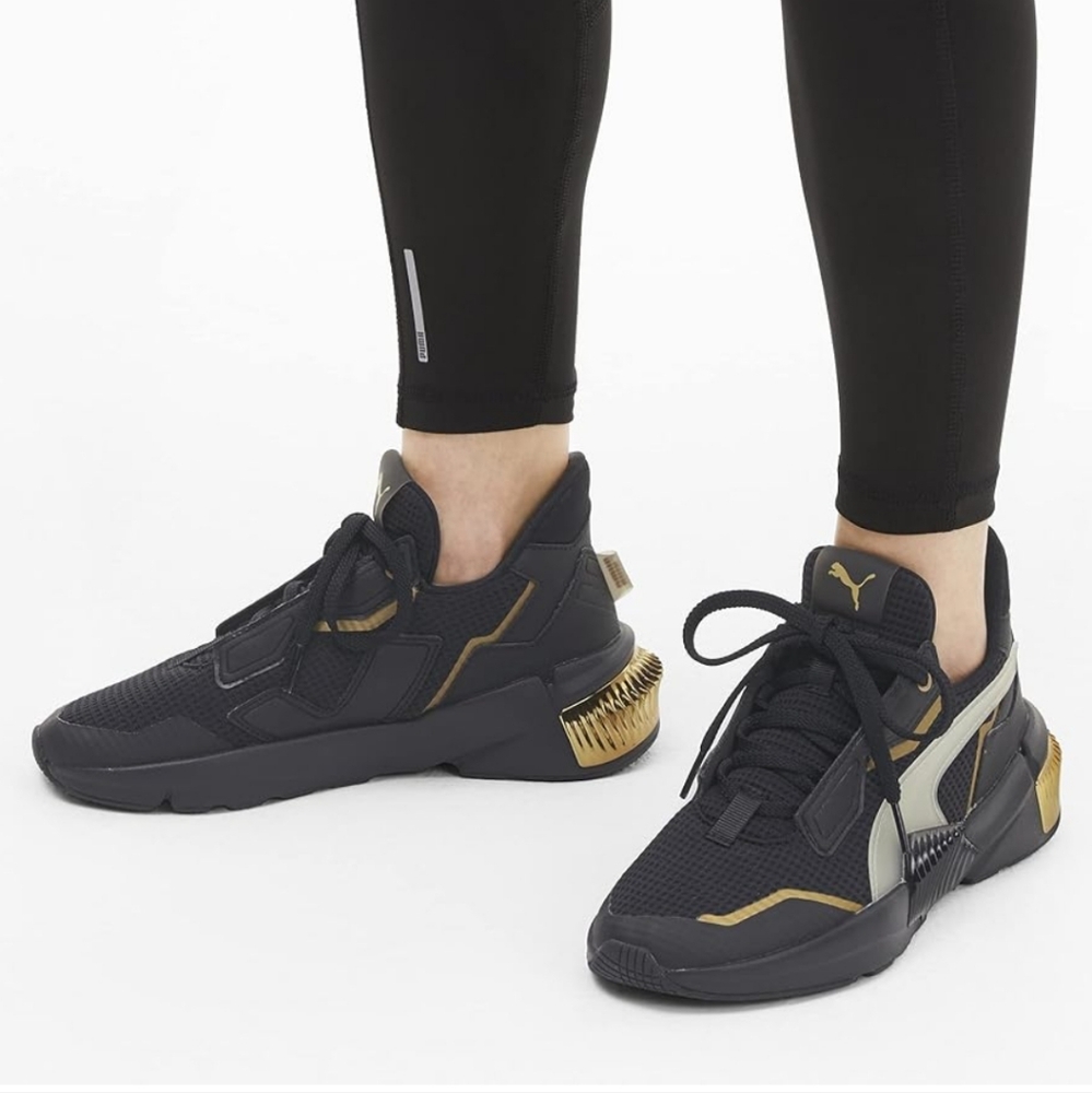 Women's Black & Gold Puma Provoke Xt Sneakers